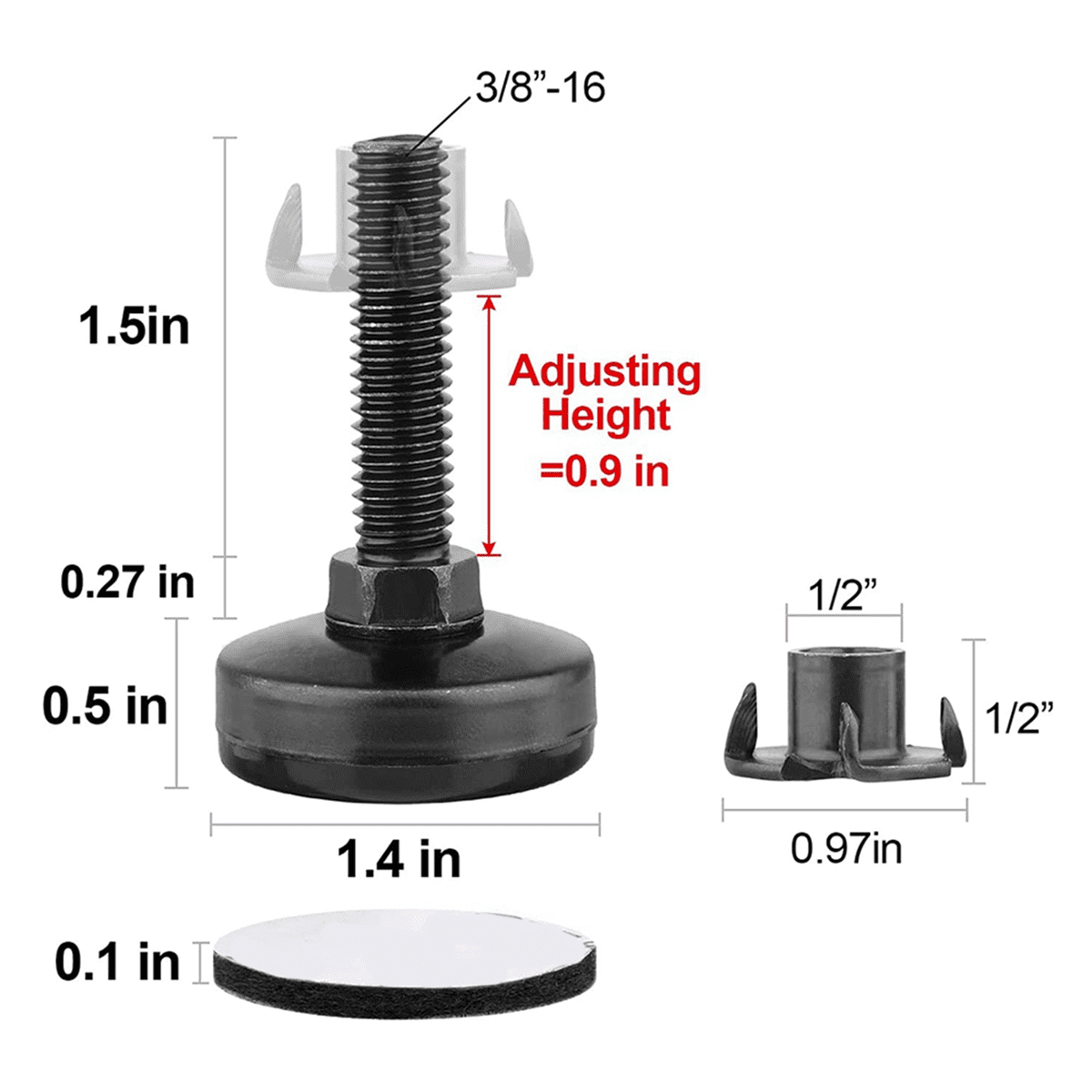 16Pcs Furniture Levelers Heavy Duty Furniture Leveling Feet Adjustable