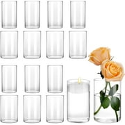 16Pcs Glass Cylinder Vases 6 Inch Tall Clear for Wedding Centerpieces Hurricane Floating Candle Holder Vase Modern Simple Flower Glass Vases Formal Dinners Home Decor