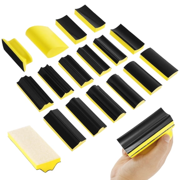 16Pcs Hand Sanding Block Set, Contoured Profile Hook and Loop Sanding Pads with Storage Tray for Woodworking, Fine Furniture Restoration, Crafts