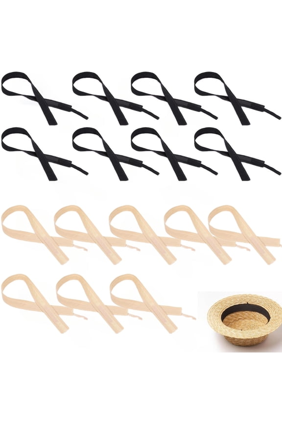 16Pcs Hat Size Reducer Liner, 23.6x1.2inch Adjustable Hat Size Tape Fibre Bands Hat Sizer Insert Hat Sweatband for Hats Caps Sewing Crafts Accessories, Beige&Black