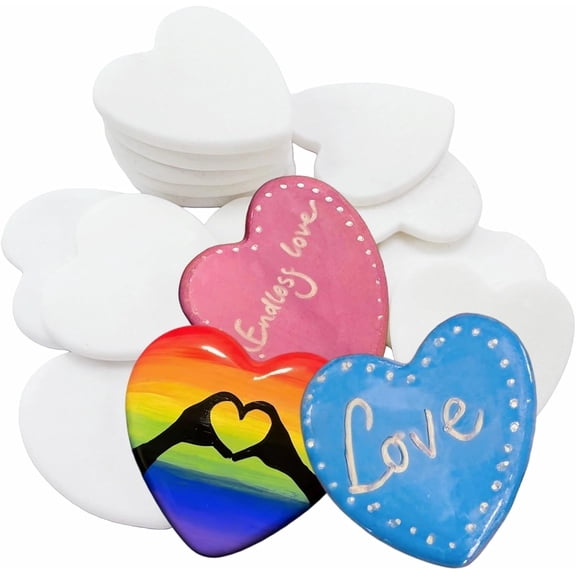 16Pcs Heart Shaped Rocks, 2.6 inch Natural DlY Painting Rock, Flat Smooth Kindness Stone for Arts, Crafts, Decorations, Making Holiday Gifts, Art Projects, Fairy TaleThemed PartyEvents