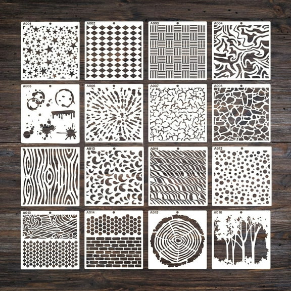 16Pcs Hollow-out Painting Templates Classic Geometric Drawing Graffiti Stencils