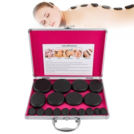 16Pcs Hot Massage Stone Volcanic Rocks Kit Spa Oiled Massager Machine with Heating Box