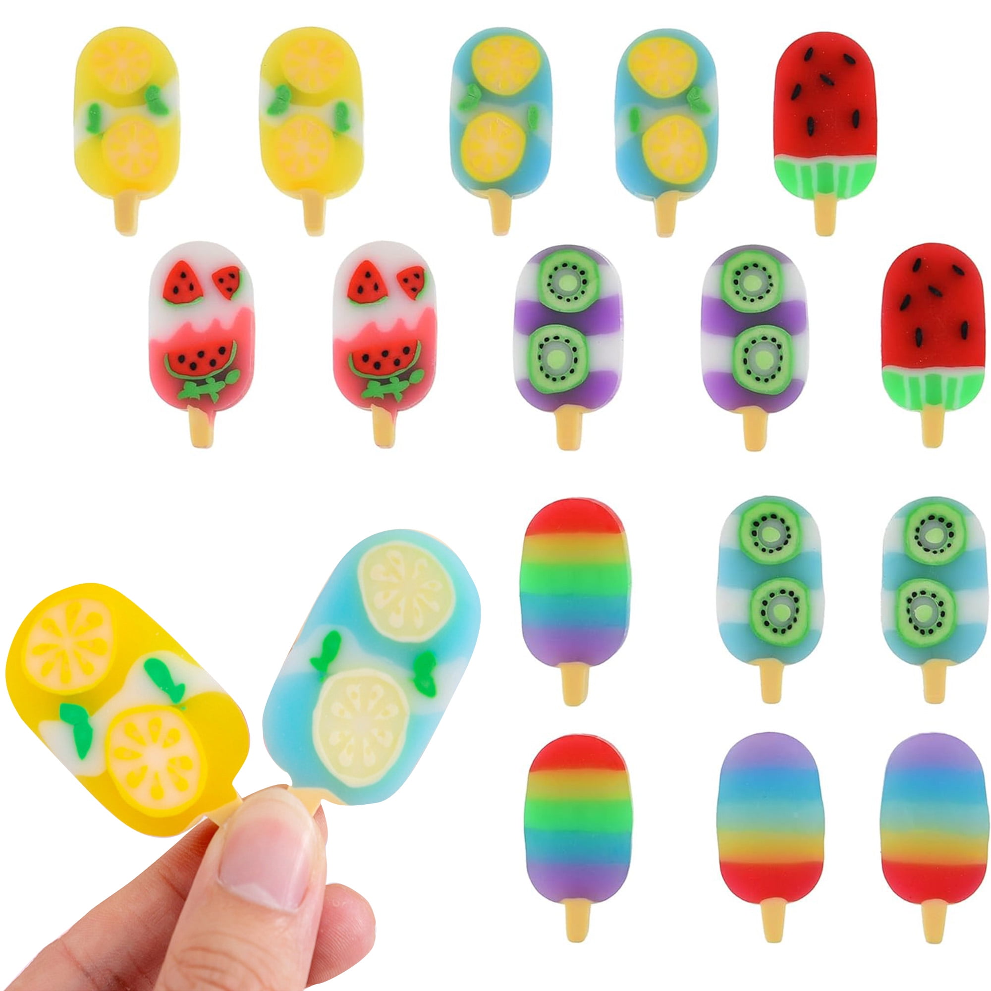 16Pcs Ice Cream Erasers for Kids, Cute Fruit Shaped Erasers Fun Food