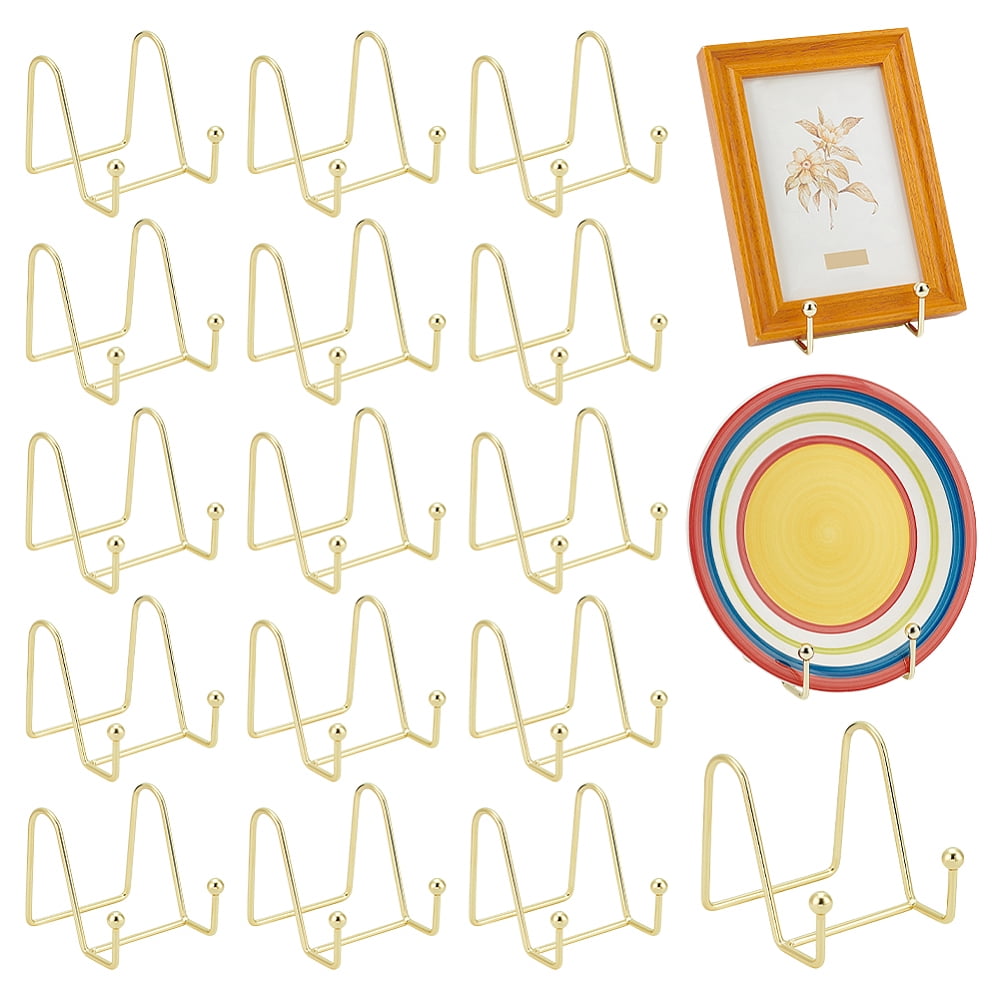 16Pcs Iron Display Easel Stands for Photo Frames Art Plates Golden 9 ...