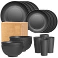 thumbnail image 1 of 16Pcs Kitchen Plastic Wheat Straw Dinnerware Set,Dinnerware Sets for 4,Microwave Dishwasher Safe Plates, Unbreakable Reusable Plastic Wheat Straw Bowls & Plate for Camping, 1 of 6