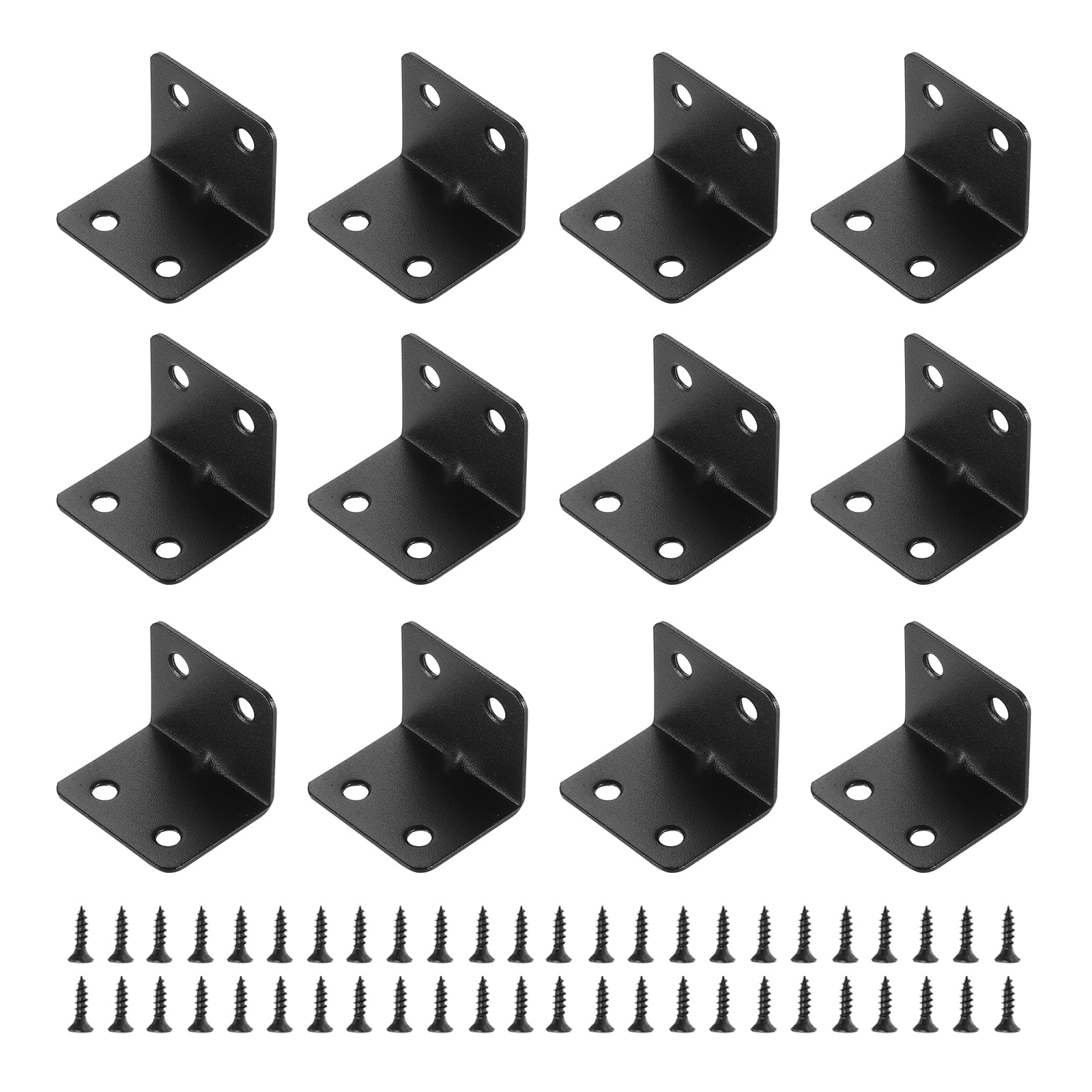 16Pcs L-Shaped Brackets Corner Brace, 1.18"x1.18"x1.5" Corner Bracket Shelf Bracket Right Angle Brackets for Wood Shelves Furniture (30x30x38mm, Black)