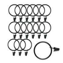 16Pcs Large Metal Curtain Rings Curtain Clips, Heavy Duty Rustproof Drapery Clips with Rings, 1.96in/5cm Interior Diameter Curtain Rod Clip Hangers Hooks, Black