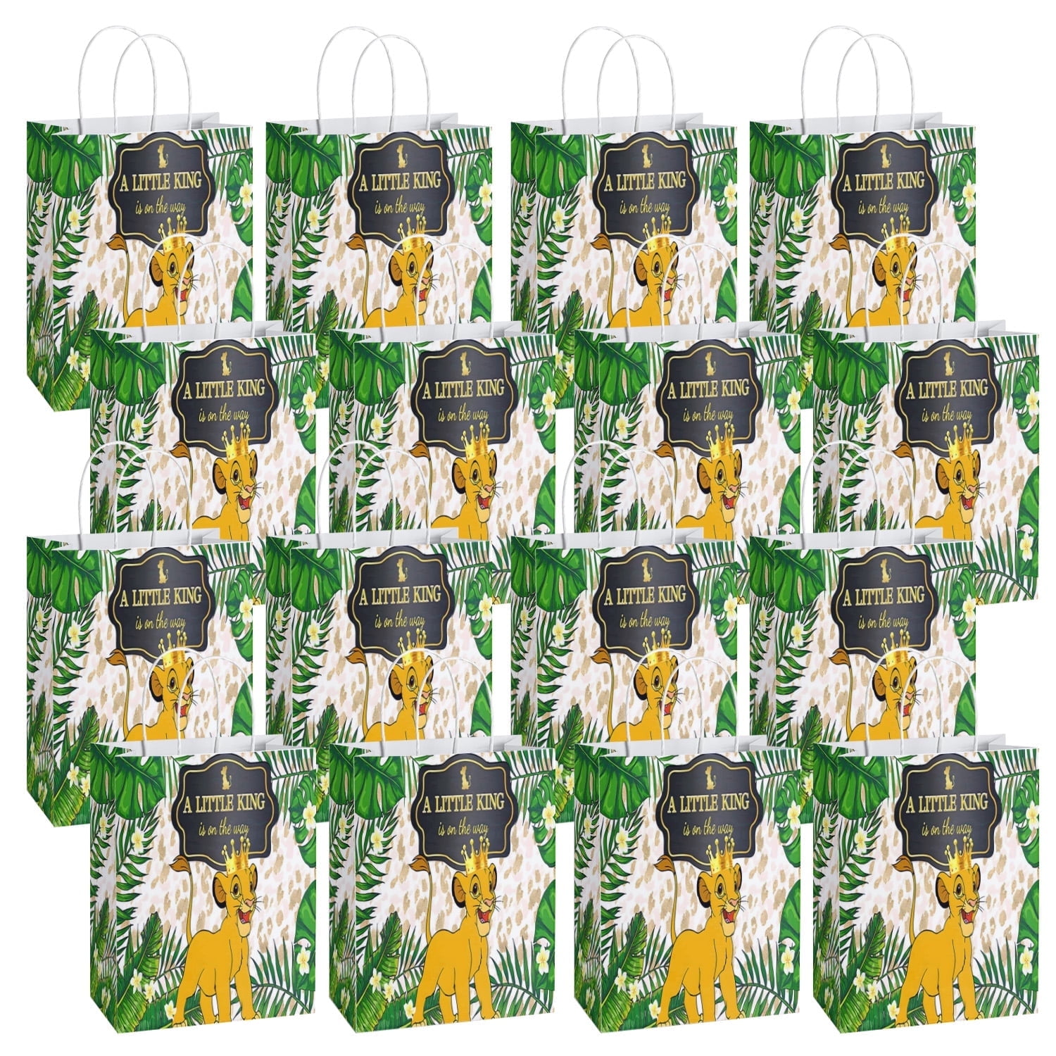 16Pcs Lion King Birthday Theme Party Bags, A litter King Party Favor Bags,Birthday Party Decorations, With Handles Favor Bags Candy Gift Bags for Adults BoyGirls Birthday Party