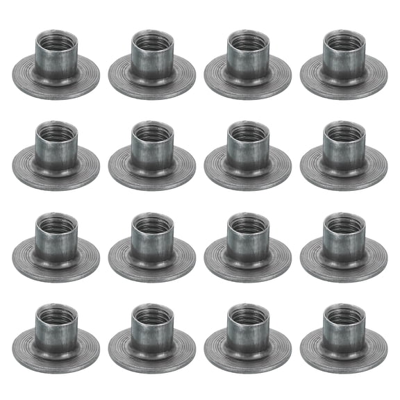 16Pcs M10x17.5x12mm Brad Hole Tee Nut Carbon Steel T-Nut Round Base Plate Nut