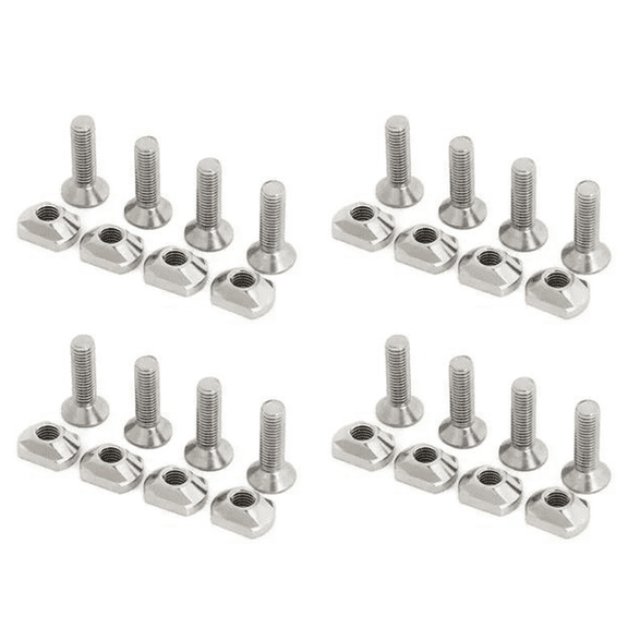 16Pcs M6 Hydrofoil Mounting Brass T-Nuts for Surfing All Hydrofoil Tracks Outdoors Surfing Accessories Silver,16 x Torx screws 16 x T-nuts,Silver