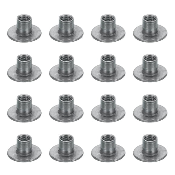 16Pcs M8x17.5x12mm Brad Hole Tee Nut Carbon Steel T-Nut Round Base Plate Nut