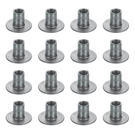 16Pcs M8x17.5x15mm Brad Hole Tee Nut Carbon Steel T-Nut Round Base Plate Nut