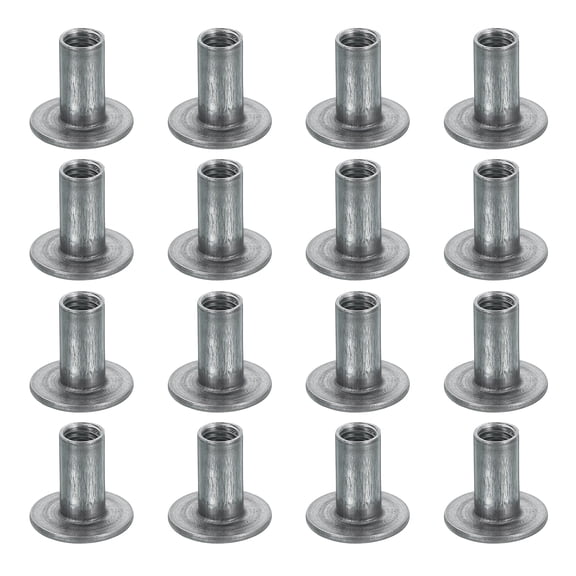 16Pcs M8x17.5x20mm Brad Hole Tee Nut Carbon Steel T-Nut Round Base Plate Nut