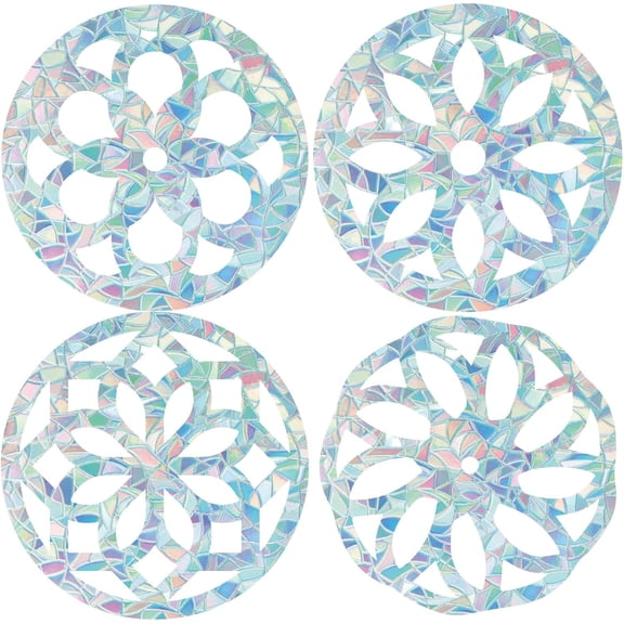16Pcs Mandala Window Clings 4 Styles Flower of Life Window Clings Large Rainbow Window Clings 3D Decorative Window Film Music Notes Anti-Collision Window Stickers for Dining Room Bedroom