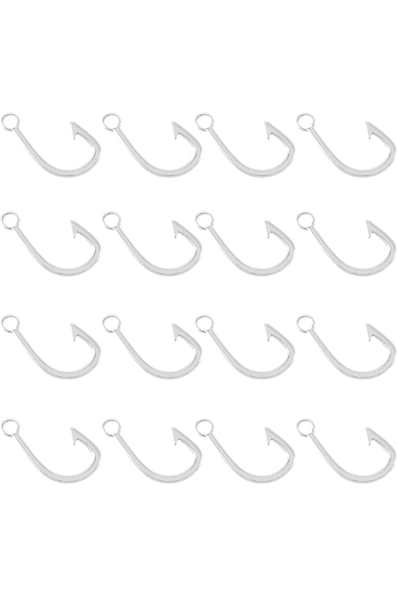 16Pcs Maori Fish Hook Charms HEI Matau Pendants Tibetan Style Fishing Hook Charms S Hook Pendants Stainless Steel Dangle Charms