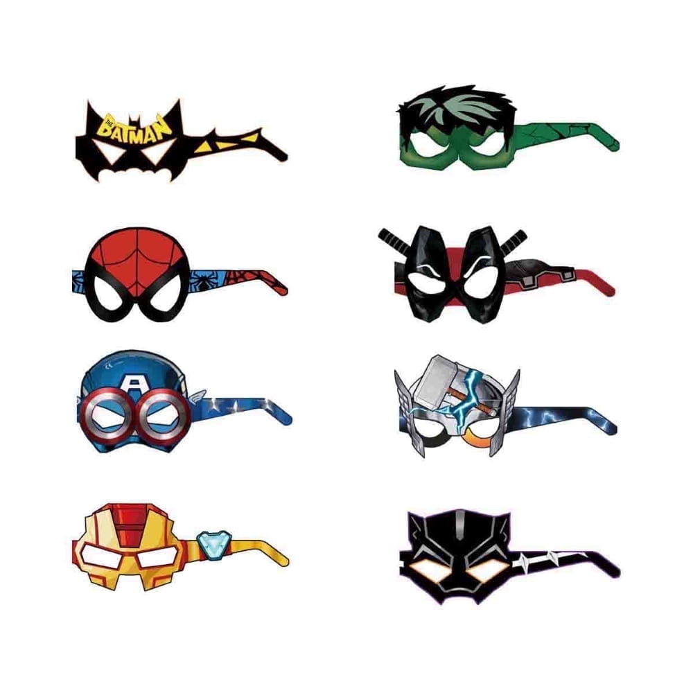 16Pcs Avengers Superheroes Themed Glasses, Party Supplies Photo Booth Prop Cartoon Character Cosplay Birthday Gift for Kids.