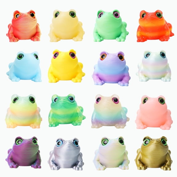 16Pcs Mini 3D Printed Frog Bulk, Articulated Frog Small Animal Figurines, 3D Printed Fidget for Easter Basket Stuffers, Easter Egg Fillers