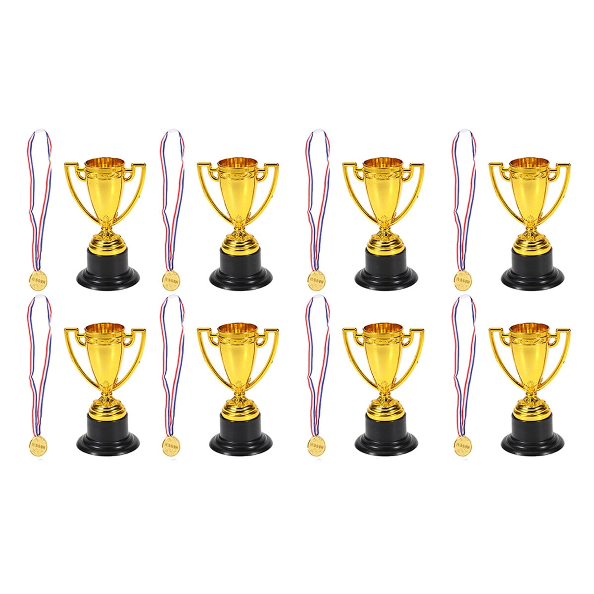 16Pcs Mini Plastic Gold Cups Reward Prizes Kids Small Medals Kids Gift