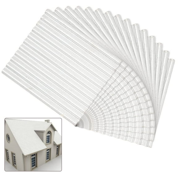 16Pcs Miniature Roof Tiles 1.8x1.5 Inch Mini Corrugated Iron Sheet Silver Miniature Corrugated Tiles for Sand Table Military Scene Model Material Supplies DIY Architecture Building for DIY