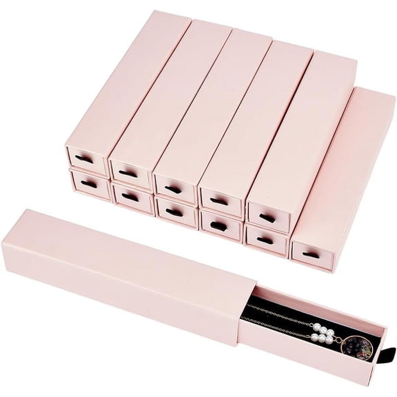 16Pcs Misty Rose Drawer Jewelry Gift Box 8.2x1.7x1.3inch Rectangles Cardboard Jewelry Case with Velvet Lnner for Wedding Birthday Party Graduation Anniversary DIY