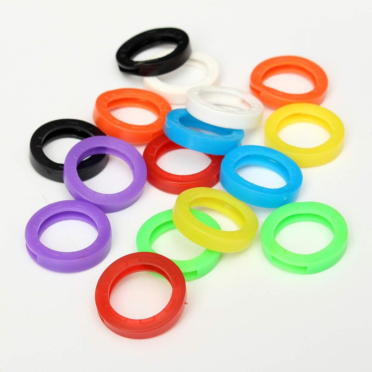 16Pcs Mixed Silicone Keys Ring Hollow Caps Identifier Covers Topper ...