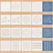 16Pcs Mixed Styles Plastic Sashiko Stencil 5x5inch Dots Lines Grid Plants Embroidery Tool Drawing Line Template for Hand Quilting and Embroidery 0.3mm Thick