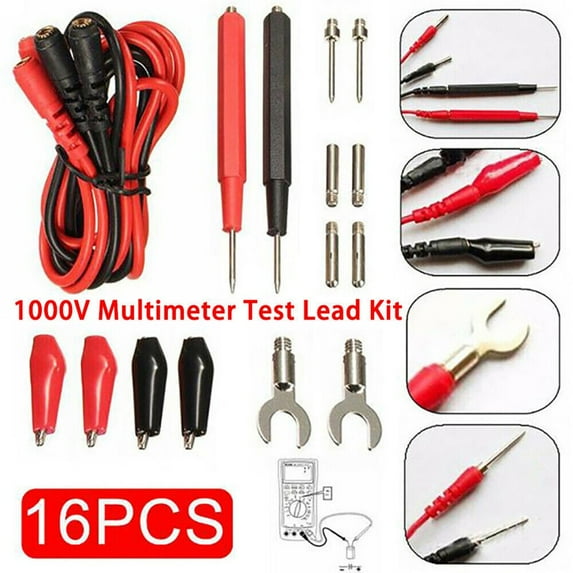 16Pcs Multimeter Test Leads Kit Replacement Banana Set With For Alligator Clip