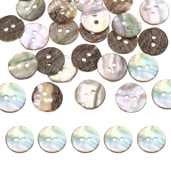 16Pcs Natural Shell Buttons,15mm 2 Holes Pearl Button,Beige Brown