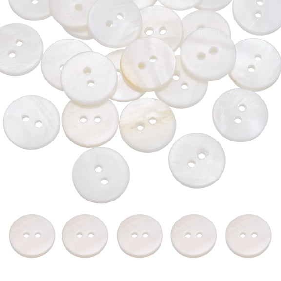 16Pcs Natural Shell Buttons,15mm 2 Holes Pearl Button,Porcelain White