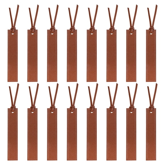 16Pcs PU Leather Bookmark Rectangle Sienna 190~195mm