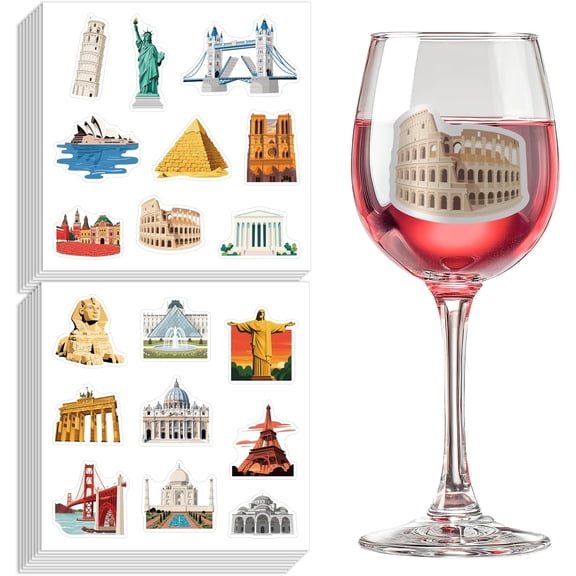 16Pcs PVC Paper Sticker Labels Self-adhesion Building 150x150mm 2 styles 8pcs/style Craft Supplies