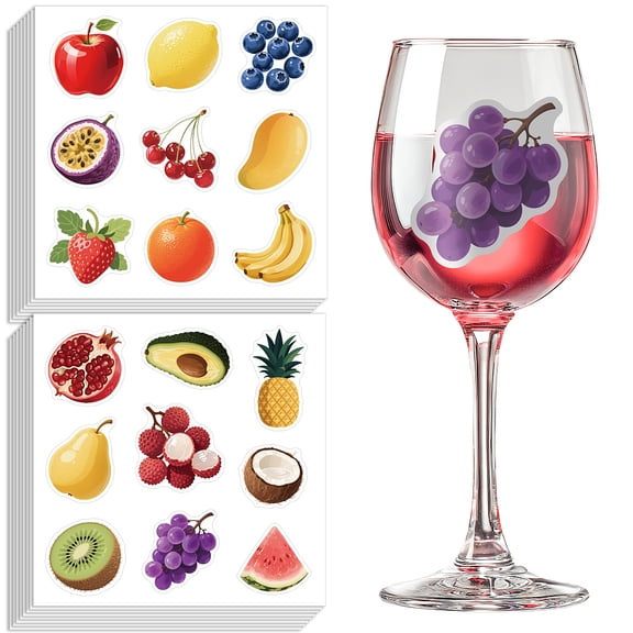 16Pcs PVC Paper Sticker Labels Self-adhesion Fruit 150x150mm 2 styles 8pcs/style DIY