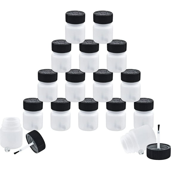 16Pcs Paint Touch Up Bottles with Brush and Mixing Ball, Touch up Paint Applicator Bottle for Car, Model and Hobby Painting - 30 ml Liquid Capacity