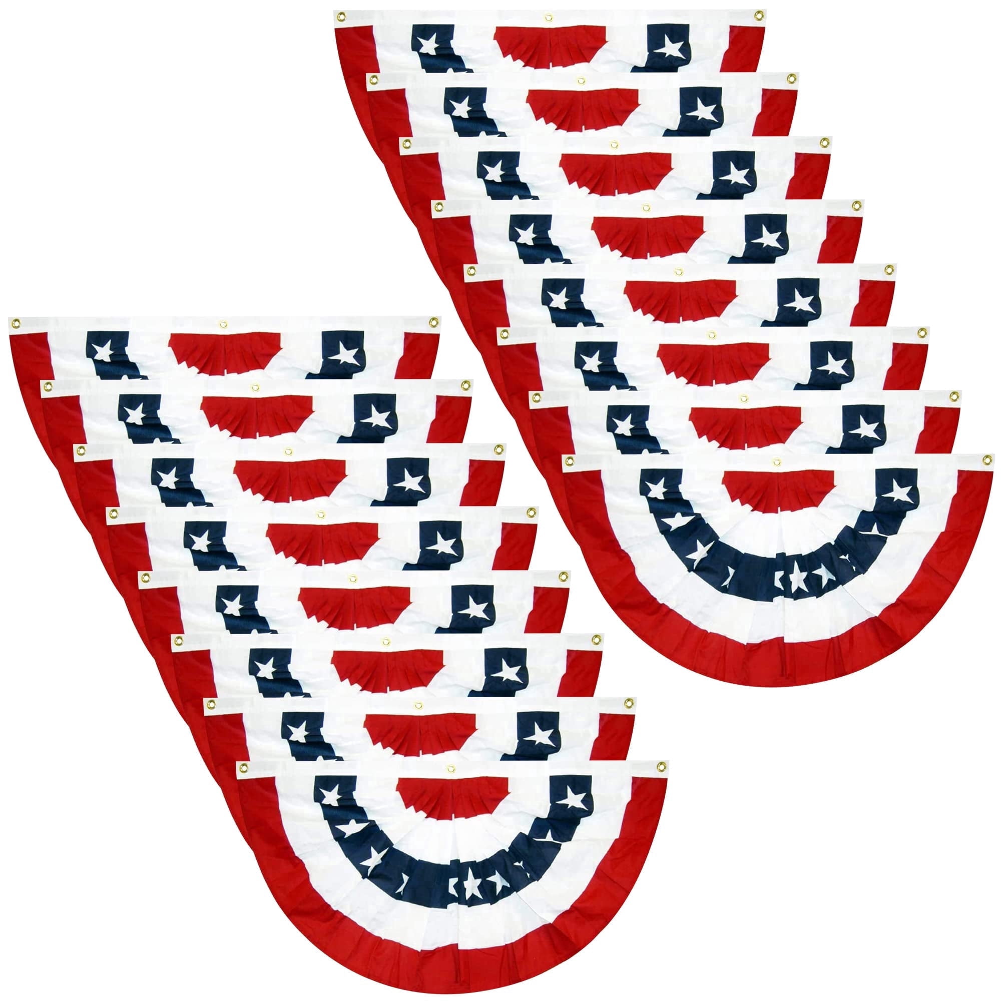 Ebaokuup 16 Pcs 3' x 1.5' Patriotic Pleated Fan Flags, American Bunting Banner