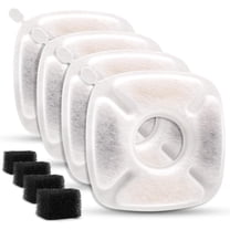 DENZUS Pet Fountain Filters Compatible with 95Oz/2.8L Dog Water Fountain(4 Carbon Filters 4 Sponge)