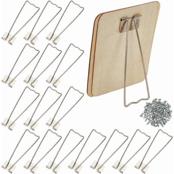 16Pcs Photo Frame Easel Back Stand Alloy Photo Bracket Platinum Picture Frame Easel with 40 Pcs Screws Photo Back Support Tabletop Picture Stands Accessories DIY