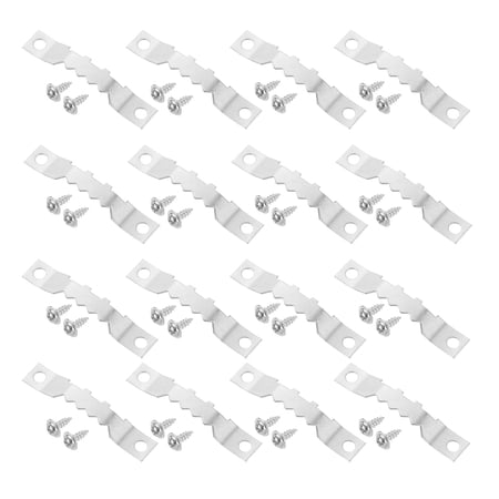 16Pcs Picture Hangers, Double-Eerration Frame Back Fasteners with Screws, Silver