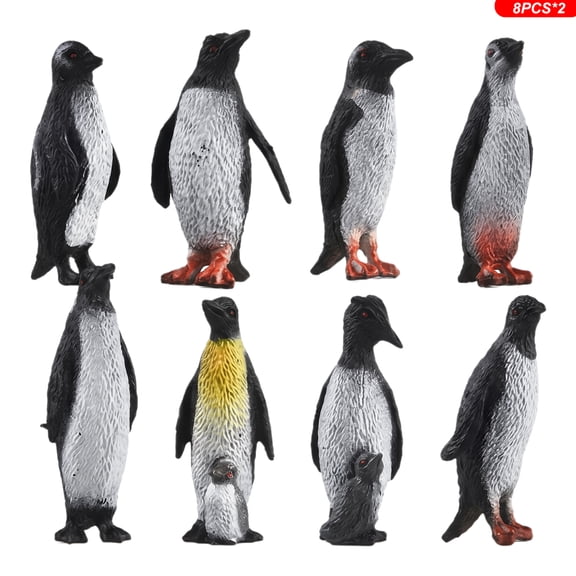 16Pcs Plastic Penguin Figurines, Cute Ocean Animal Penguin Figure Model Toys for Kids Children Realistic & Detailed