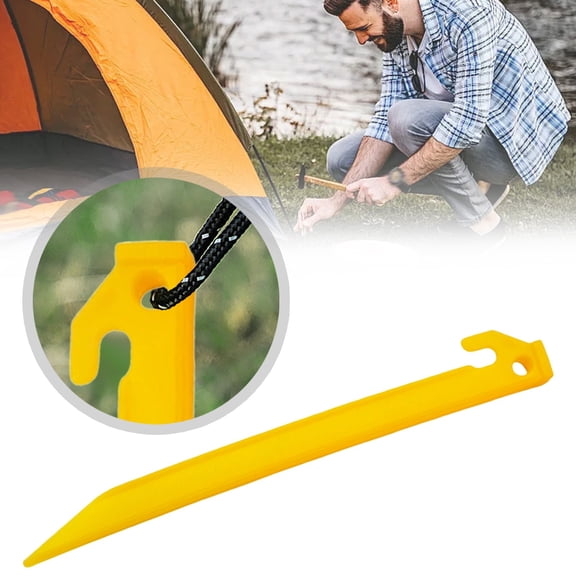 16Pcs Plastic Tent Stakes, 9.1 inch Plastic Pegs for Tent, Tent Stake Accessories, for Outdoor Lawn, Beach, Yellow