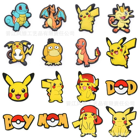 16Pcs Pokemon Shoes Charms For Girls Cute Cartoon Shoes Pins Decoration Accessories For Women Men Party Favors Birthday Gifts
