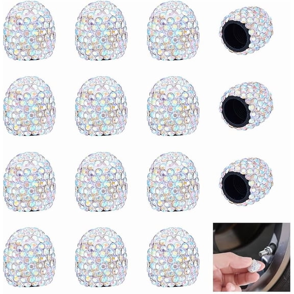 16Pcs Polymer Clay & Rhinestone Tire Valve Stem Caps Column AB 15x13mm Inner Diameter: 7.5mm handmade