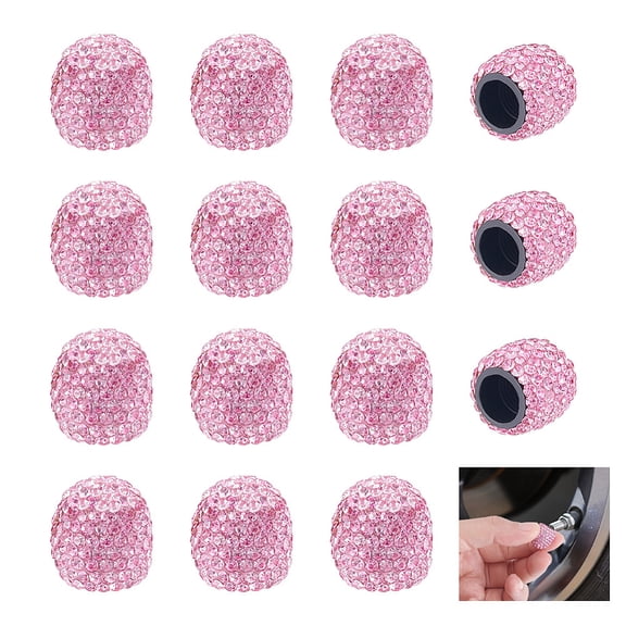 16Pcs Polymer Clay & Rhinestone Tire Valve Stem Caps Column Rose 15x13mm Inner Diameter: 7.5mm