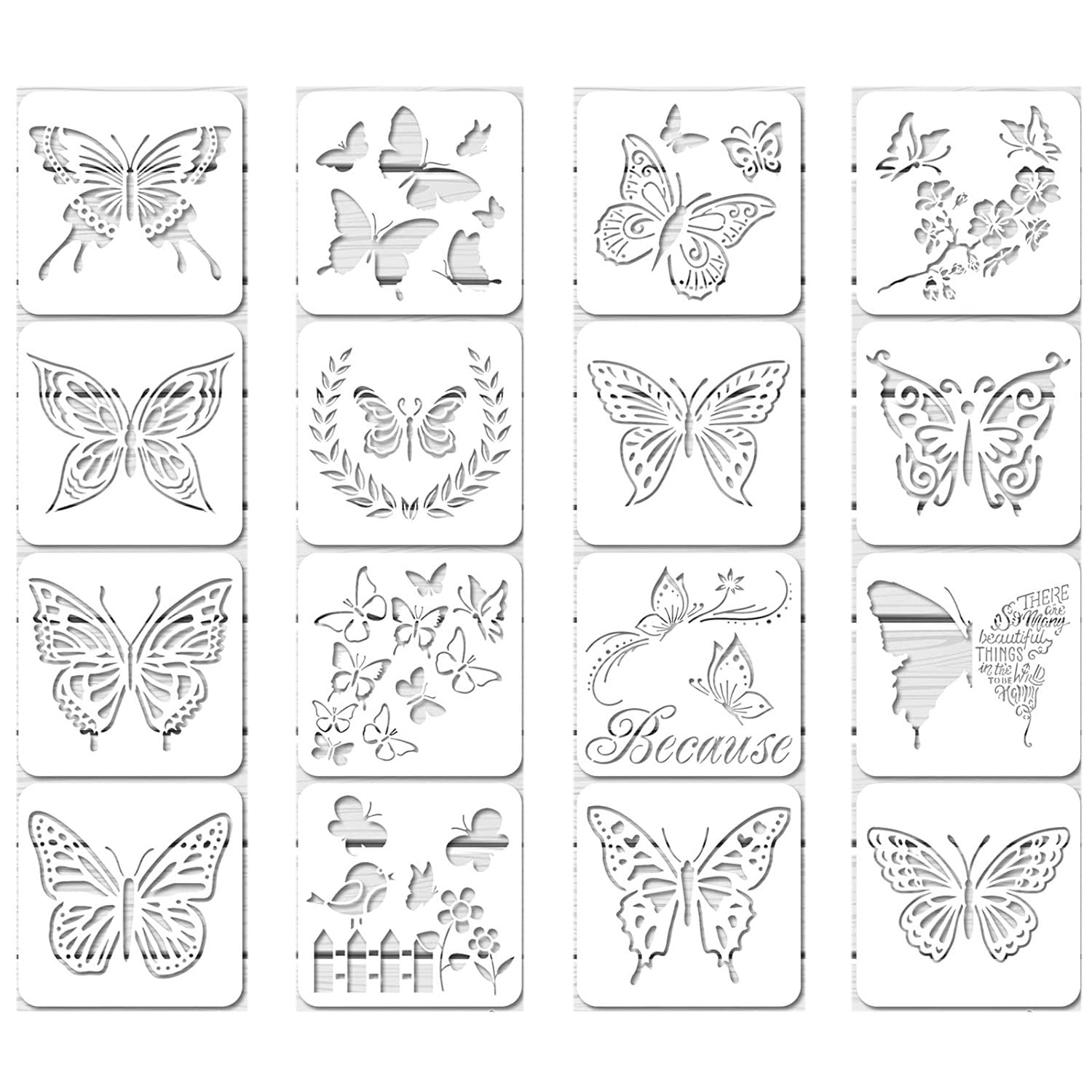 16Pcs Reusable Butterfly Stencils Butterfly Template Art Painting