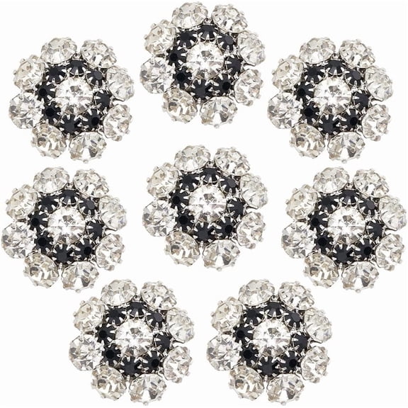 16Pcs Rhinestone Shank Buttons 24mm Shiny Embellishments Flower Decoration Button Vintage Copper Hollow Metal Shank Sewing Coat Buttons for Uniforms Suits Blazer Coat Jacket Colorful