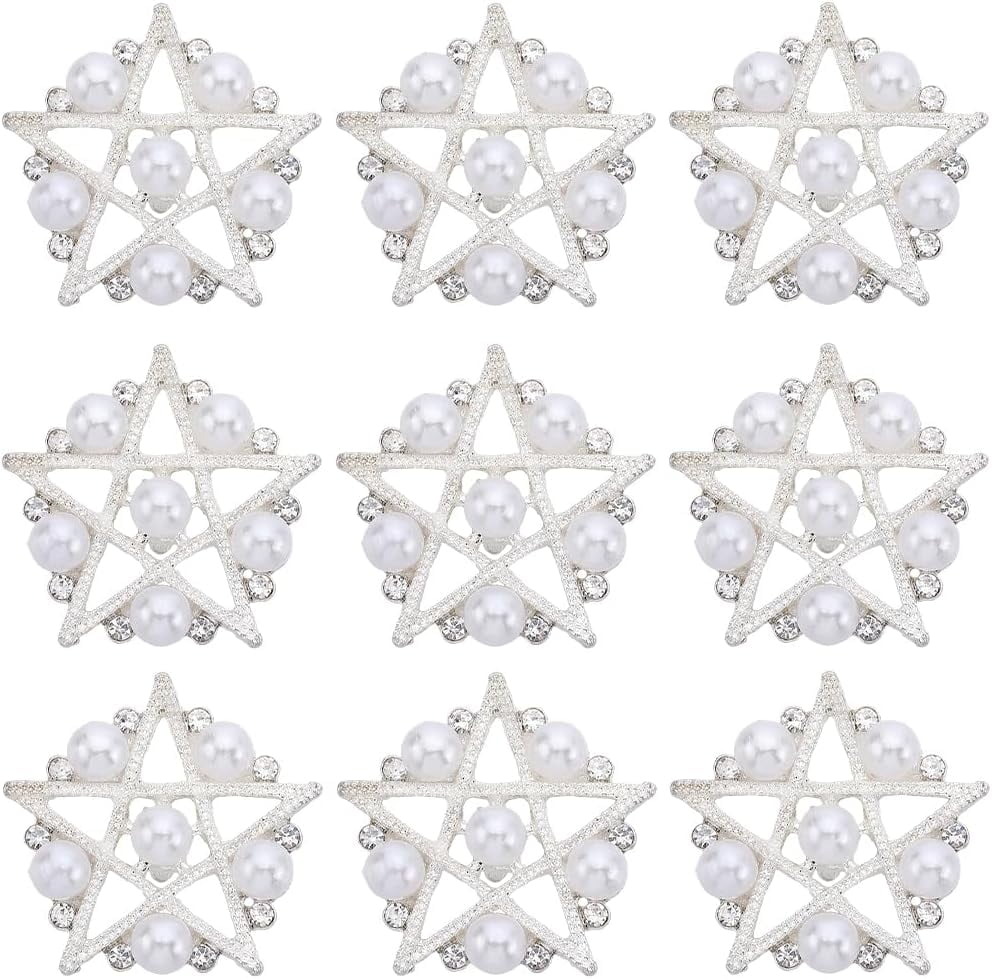 16Pcs Rhinestone Star Buttons Flowertar Shaped Buttons Silver Alloy ...