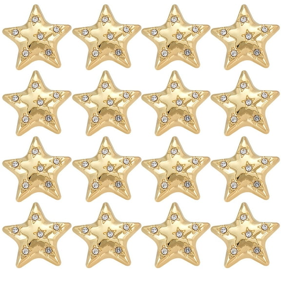 16Pcs Rhinestone Star Buttons Golden Pentagram Shaped Buttons Alloy Shank Button Replacement Decorative Buttons for DIY Sewing