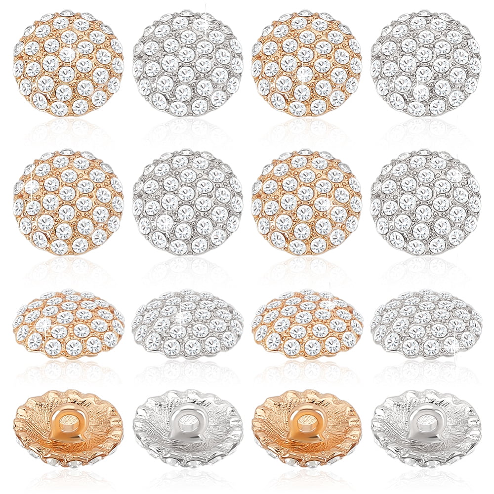 16Pcs Shank Rhinestone Buttons 2 Colors 15.5mm Round Sew on Clothing ...