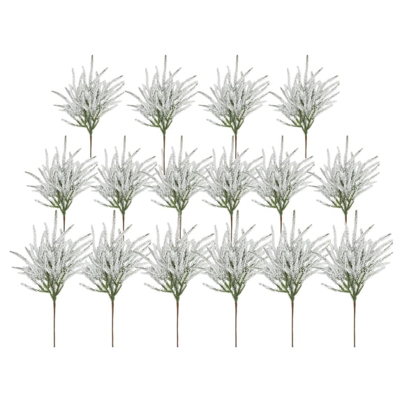 16Pcs Snowy Artificial Pine Needles Branches Twigs, Frosted Pine Picks Greenery Stems for DIY Wreaths Garlands Crafts, Winter Fir Sprays Sprigs for Christmas Holiday Decor 9.8x20.5 Inch White