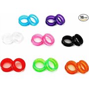 16Pcs Soft Silicone Scissors Finger Rings Silicone Pet Shears Ring Shear Grips Inserts Finger Protector Soft Silicone Accessories Red/Blue/Purple/Orange/Black/Pink/Transparant/Green